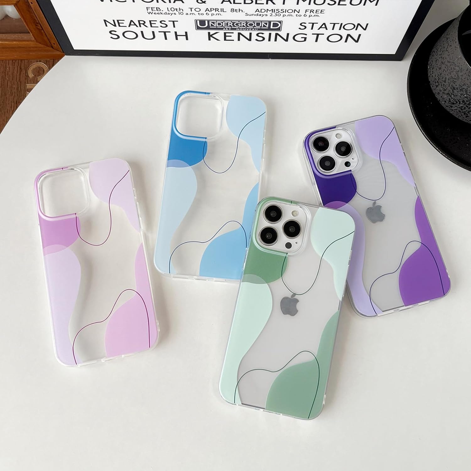 Compatibile con la custodia per iPhone 14 Pro Max, graziose custodie trasparenti a forma ondulata verniciate con custodia protettiva in TPU morbido antiurto sottile per donna/uomo progettata per iPhone 14 Pro Max (rosa)
