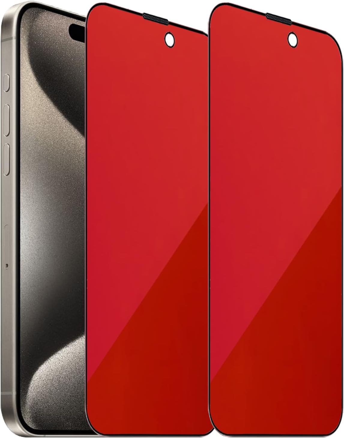 Lot de 2 films de protection d'écran en verre trempé anti-bleu pour iPhone 15 Pro/iPhone 15, film anti-espion, dégradé de couleurs, 6,1 pouces