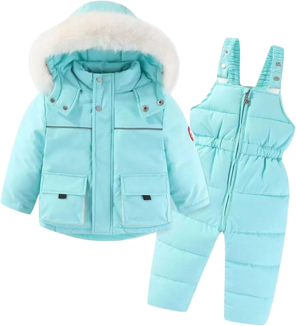 Snowsuit Set Coat Down Bib Kids   Piece Jacket Hooded 2 Baby Girls Pants Cartoon Girls Warm Winter Jackets for Big · v2
