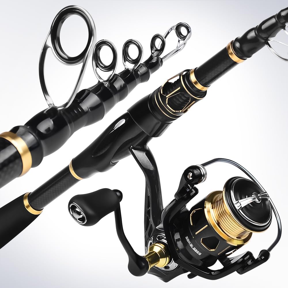 Fishing Rod and Reel Combo - Carbon Fiber Telescopic Fishing Pole with 2000 Spinning Reel Combos - Sea Saltwater Freshwater Ice Bass Fishing Tackle Set Fishing Rods Kit Fishing Poles and Reels Combo · v4