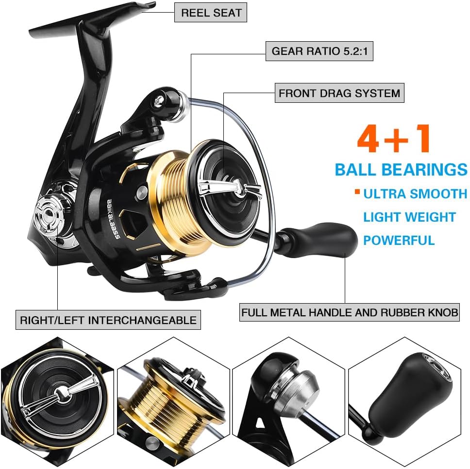Fishing Rod and Reel Combo - Carbon Fiber Telescopic Fishing Pole with 2000 Spinning Reel Combos - Sea Saltwater Freshwater Ice Bass Fishing Tackle Set Fishing Rods Kit Fishing Poles and Reels Combo · v4