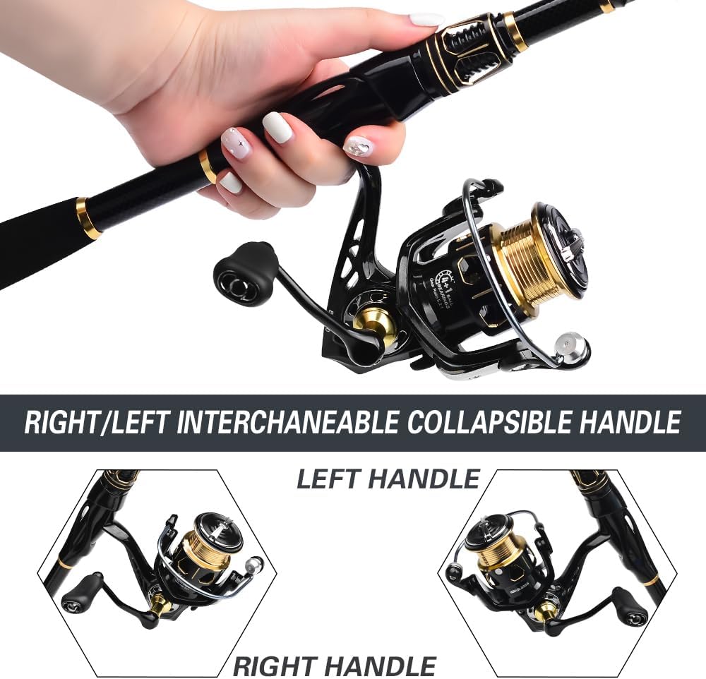 Fishing Rod and Reel Combo - Carbon Fiber Telescopic Fishing Pole with 2000 Spinning Reel Combos - Sea Saltwater Freshwater Ice Bass Fishing Tackle Set Fishing Rods Kit Fishing Poles and Reels Combo · v4