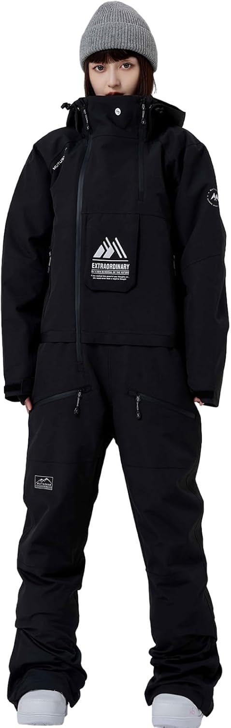 RIUIYELE Einteilige Skianzüge für Damen und Herren, Overalls, isolierte, wasserdichte Schneeanzüge, Winter- und Outdoor-Snowboard-Overalls