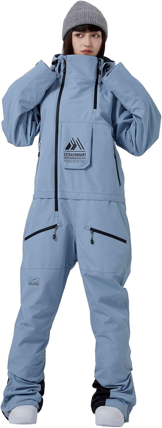 RIUIYELE Womens Mens One Pieces Ski Suits Jumpsuits Insulated Waterproof Snowsuits Winter Outdoor Snowboard Coveralls