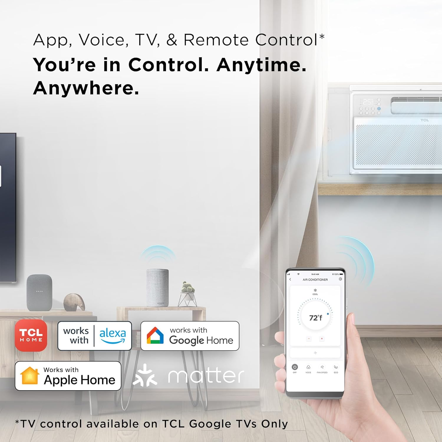 TCL 10.000 BTU Q-Serisi Akıllı İnverter Pencere AC,% 38 Enerji Tasarrufu, 115V, 450 Sq'ye kadar Odalar için İnverter AC. Ft. Ultra Sessiz 40dB, EZ Kurulumu, Açık Pencere, Alexa ve Google Asistan ile Çalışır