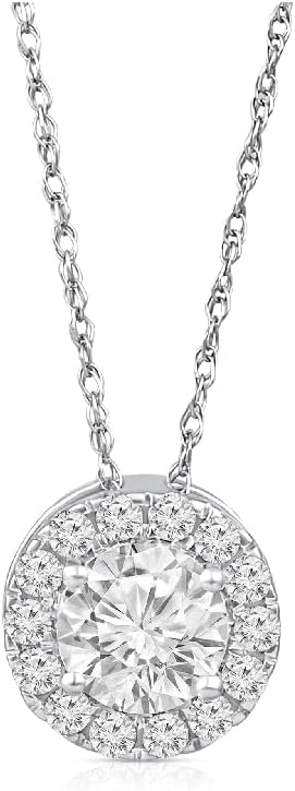 1/2 Carat - 1 Carat Lab Grown Diamond Pendant for Women| 14K Yellow or White Gold Halo Pendant with Gold Rope Chain Necklace 18 | D-E Color and VS Clarity · v2