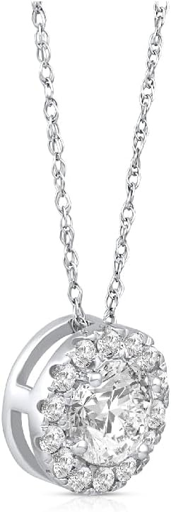 1/2 Carat - 1 Carat Lab Grown Diamond Pendant for Women| 14K Yellow or White Gold Halo Pendant with Gold Rope Chain Necklace 18 | D-E Color and VS Clarity · v2