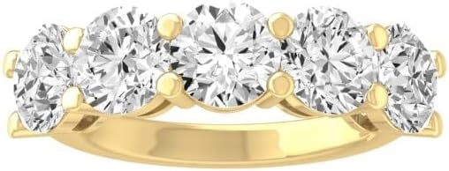 1/2 Carat - 5 Carat Lab Grown Diamond Five-Stone Ring | 14K Solid White or Yellow Gold Anniversary Wedding Band Ring | D-E Color and VS clarity · v9