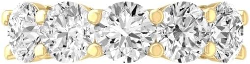 1/2 Carat - 5 Carat Lab Grown Diamond Five-Stone Ring | 14K Solid White or Yellow Gold Anniversary Wedding Band Ring | D-E Color and VS clarity · v9
