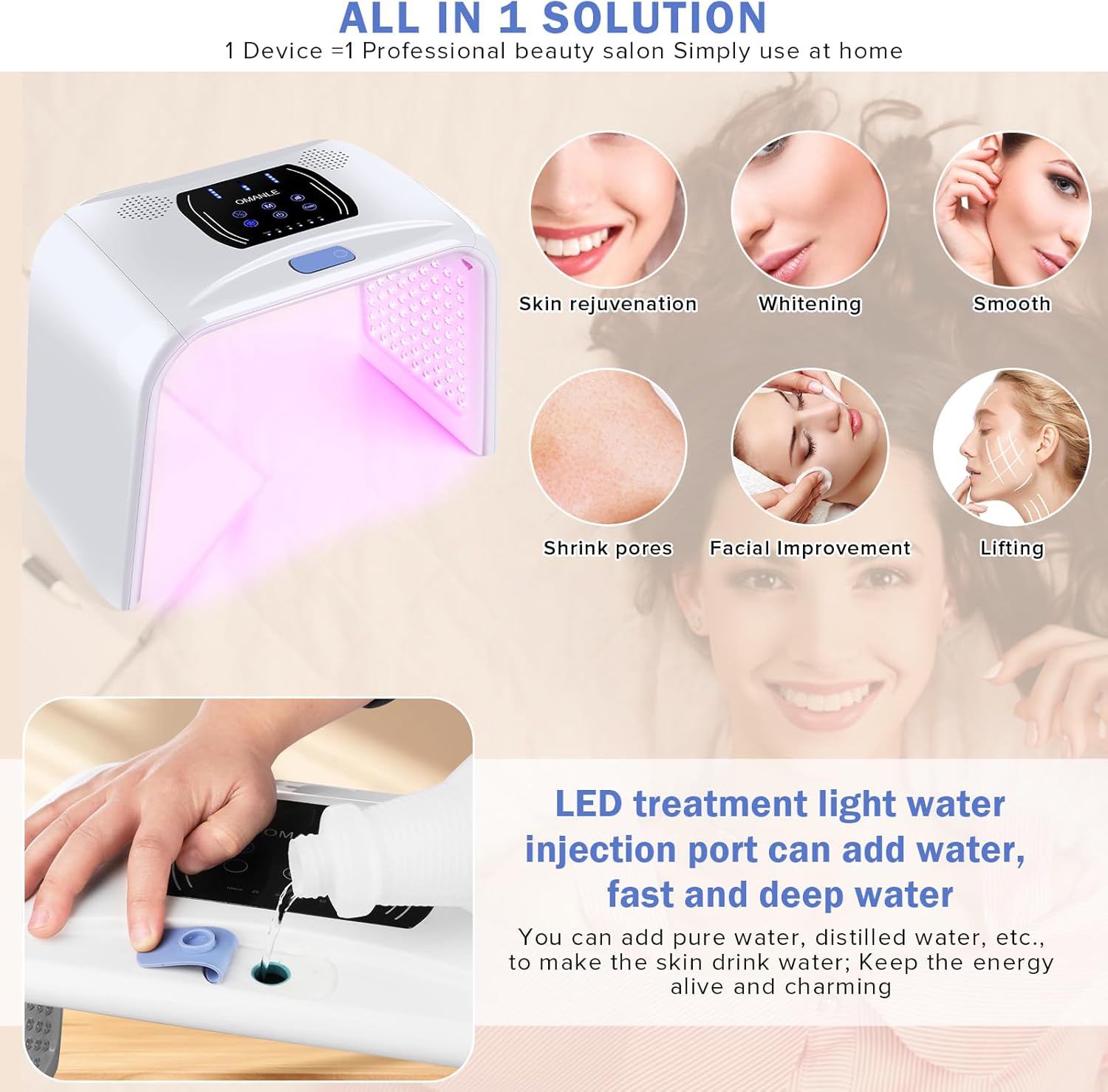 Led Light Therapy, Face Red Light Therapy with Spray Function, 7 in 1 Beauty Equipment for Skin Care at Home, Face Mask SPA Equipment, Facial Skin Care Tool for Neck, Body, Hand, Skincare, Mask · v4