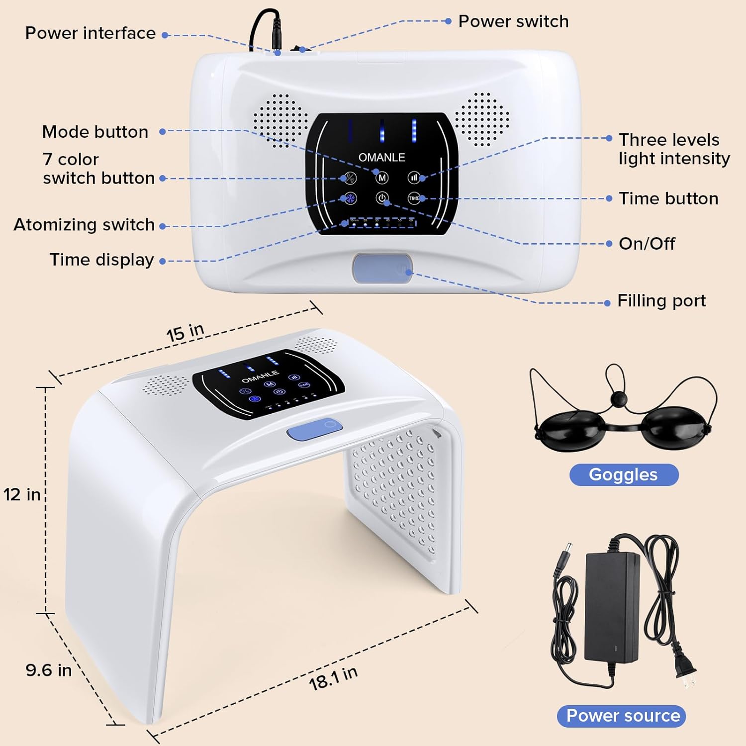 Led Light Therapy, Face Red Light Therapy with Spray Function, 7 in 1 Beauty Equipment for Skin Care at Home, Face Mask SPA Equipment, Facial Skin Care Tool for Neck, Body, Hand, Skincare, Mask · v4
