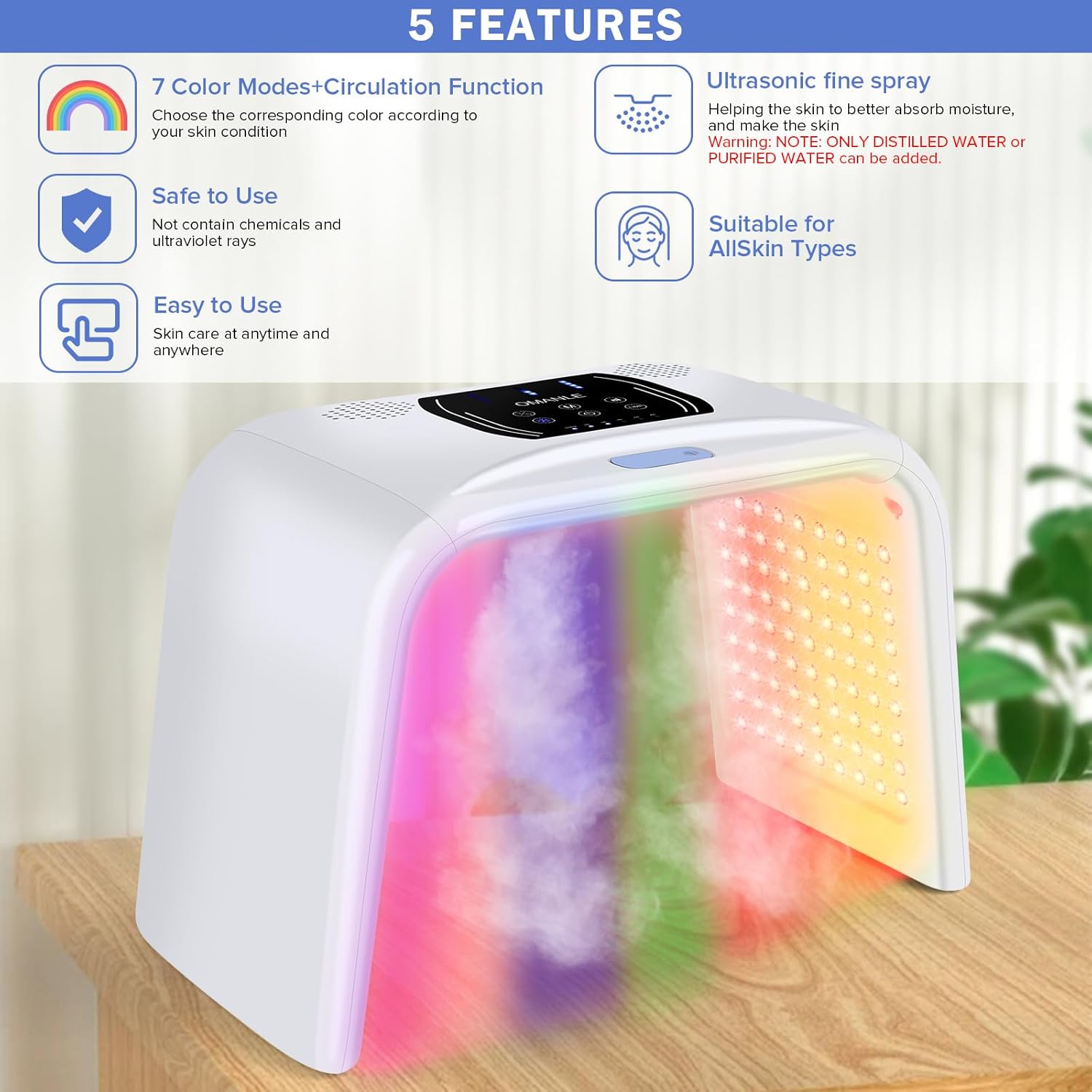 Led Light Therapy, Face Red Light Therapy with Spray Function, 7 in 1 Beauty Equipment for Skin Care at Home, Face Mask SPA Equipment, Facial Skin Care Tool for Neck, Body, Hand, Skincare, Mask · v4