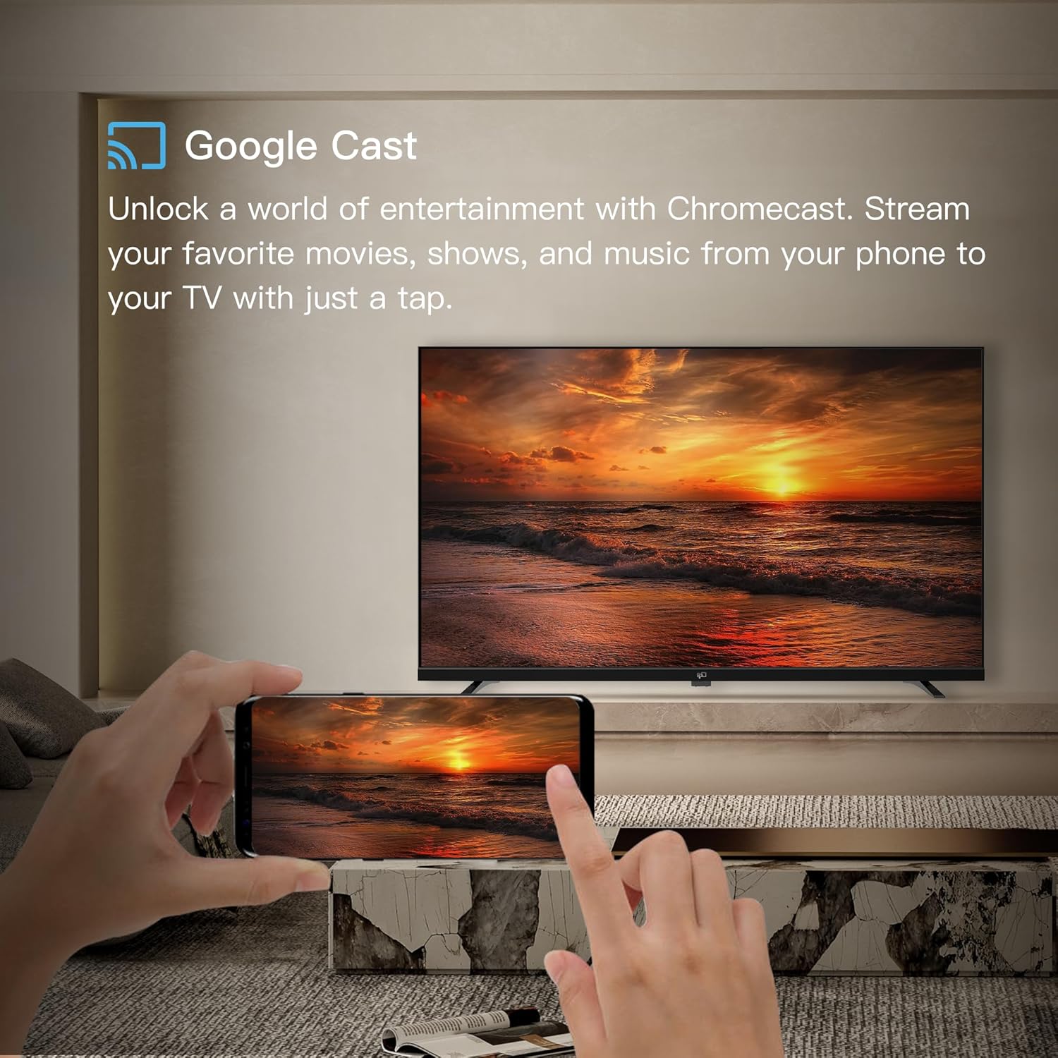 Smart TV da 32 pollici Google TV HD 720p con Google Play e Google Cast integrati, HDR 10, Dolby Audio, telecomando vocale, streaming TV in diretta (serie Palette, CG32-P3, modello 2024)