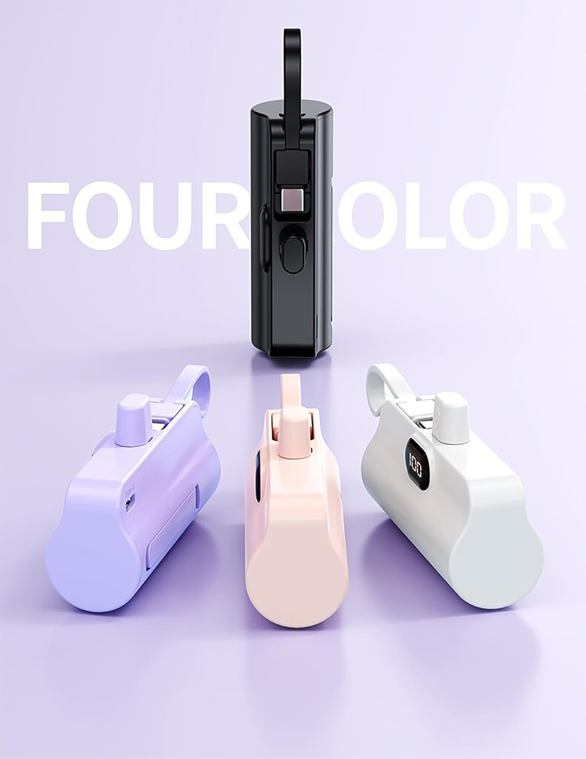 Mini batterie externe, chargeur de téléphone à capsule 5500 mAh, chargeur portable avec deux ports USB-C pour iPhone 15/15 Plus/15 Pro/15 Pro Max/Téléphone Android/Samsung/Moto/LG, etc. (violet)