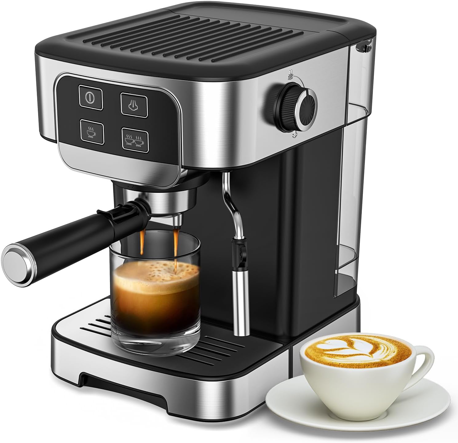 Espresso Machine 20 Bar, Professional Espresso Maker with Milk Frother Steam Wand, Compact Semi-Automatic Espresso Machines for Cappuccino, Latte, Gift for Friend · v2