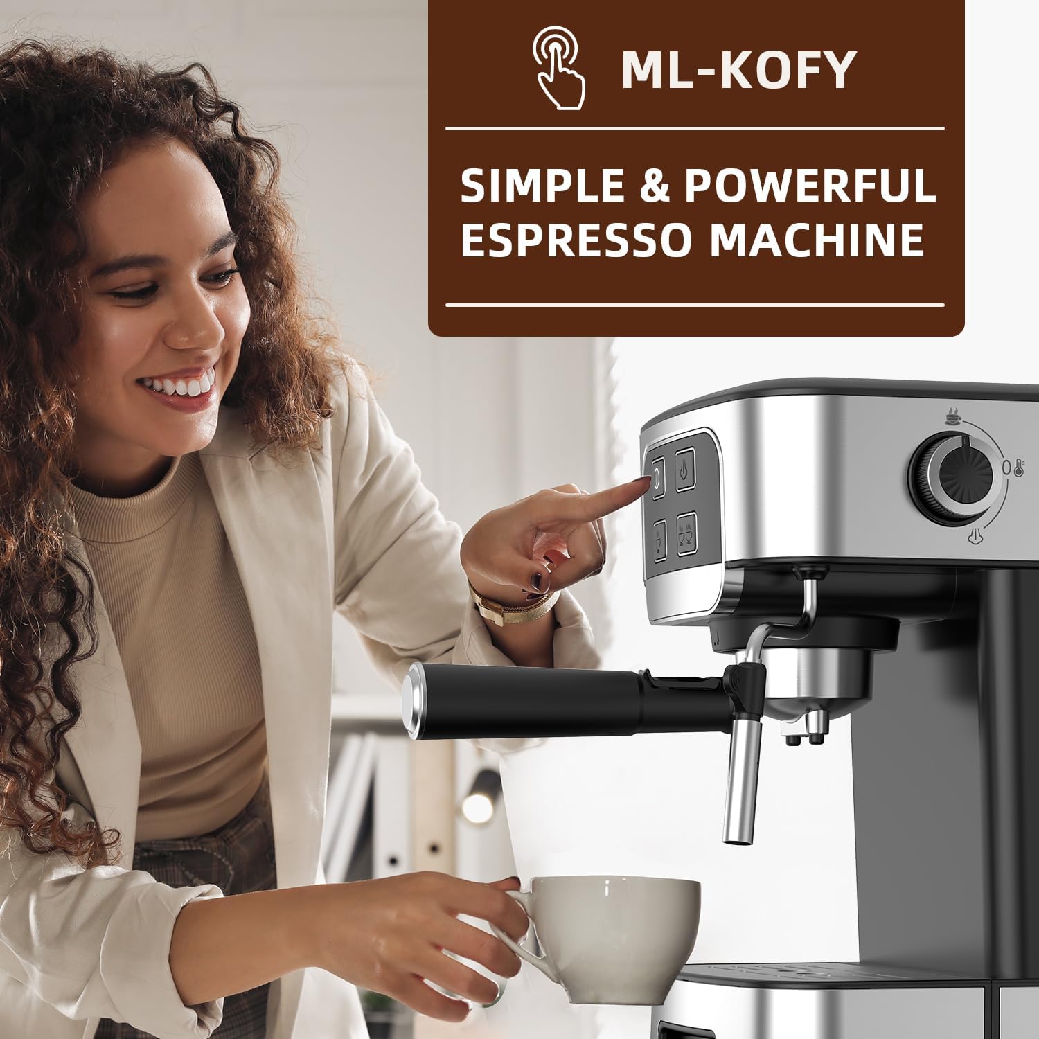 Espresso Machine 20 Bar, Professional Espresso Maker with Milk Frother Steam Wand, Compact Semi-Automatic Espresso Machines for Cappuccino, Latte, Gift for Friend · v2