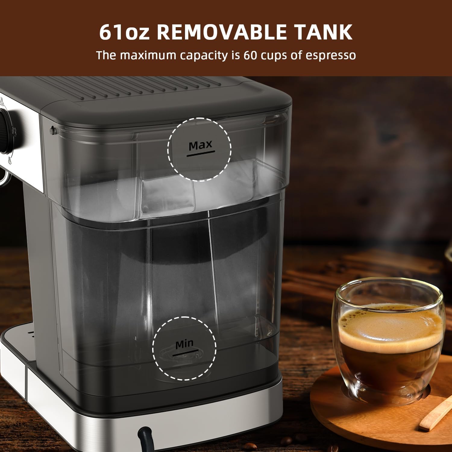 Espresso Machine 20 Bar, Professional Espresso Maker with Milk Frother Steam Wand, Compact Semi-Automatic Espresso Machines for Cappuccino, Latte, Gift for Friend · v2