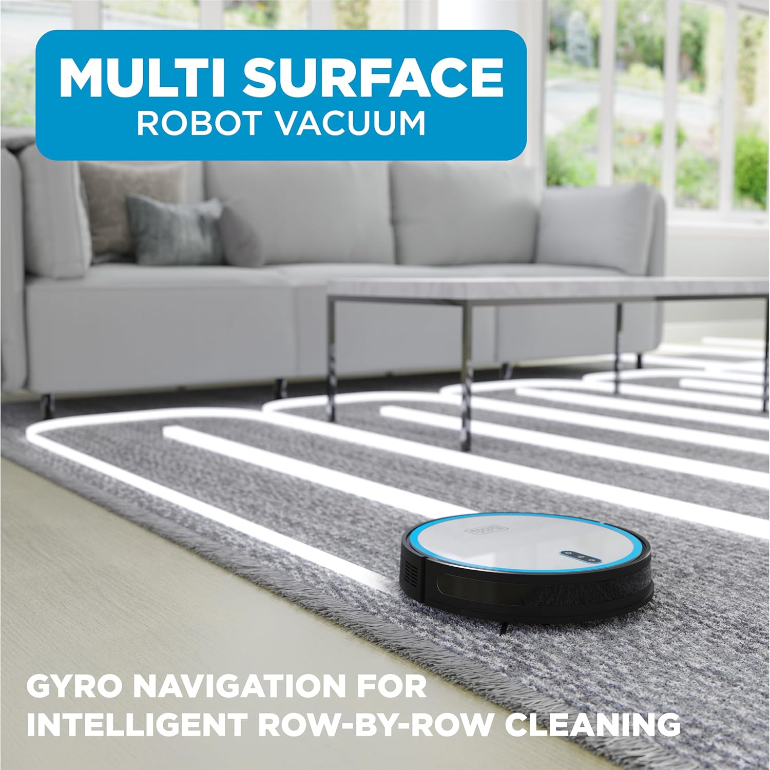 Robot aspirapolvere BLACK DECKER Roboseries - Aspirazione 2000 Pa, mappatura intelligente, telecomando tramite app, 120 minuti di autonomia, ricarica automatica, funziona con Alexa, perfetto per pavimenti duri, tappeti, peli di animali domestici, moquette bassa
