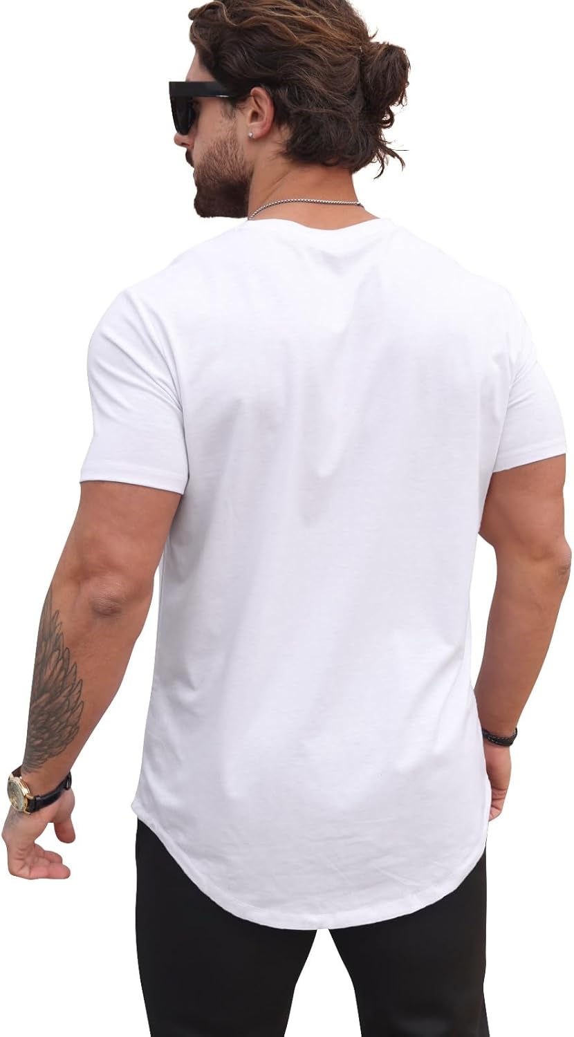 Camisetas para hombre, camisetas informales, hipster, hip hop, largas, cuello redondo