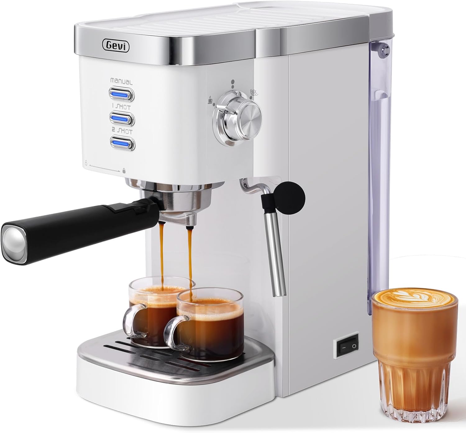 Máquina espresso Gevi de alta presión de 20 bares, máquinas de espresso superautomáticas con vaporizador de leche, varilla de vapor, cafetera con control de volumen para el hogar, máquina de café espresso, regalo para un amante del café