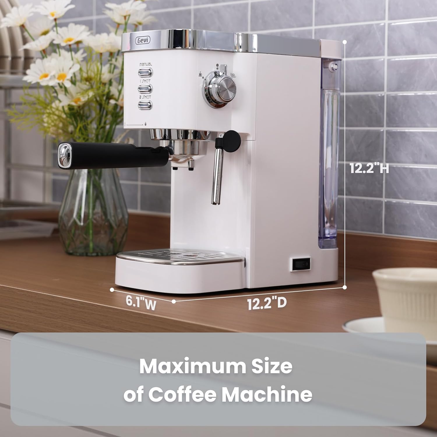 Máquina espresso Gevi de alta presión de 20 bares, máquinas de espresso superautomáticas con vaporizador de leche, varilla de vapor, cafetera con control de volumen para el hogar, máquina de café espresso, regalo para un amante del café