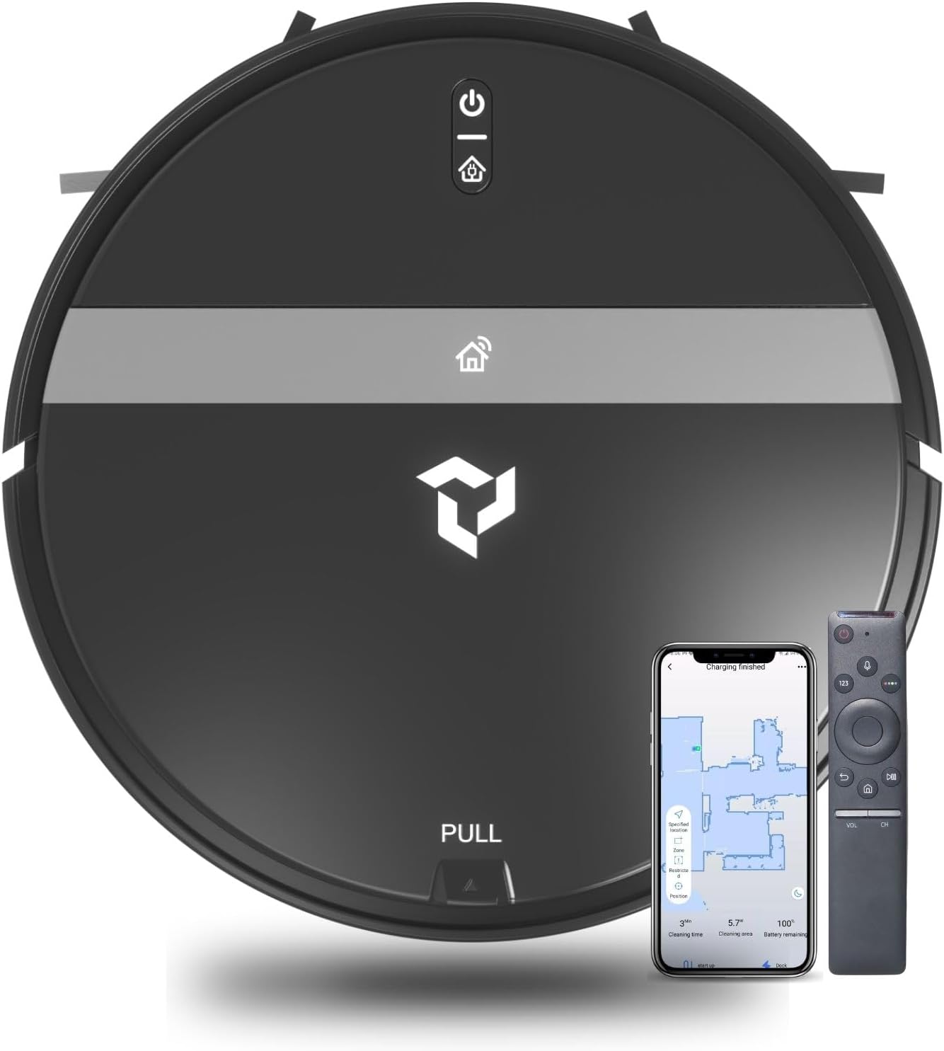 Robot Vacuum and Mop Combo 2-in-1 App/Voice/Remote Control, for Home with 2000Pa Cyclone Suction, Scheduled Cleaning, Self-Charging, Slim, for Hard Floor, Pet Hair, Low-Pile Carpet
