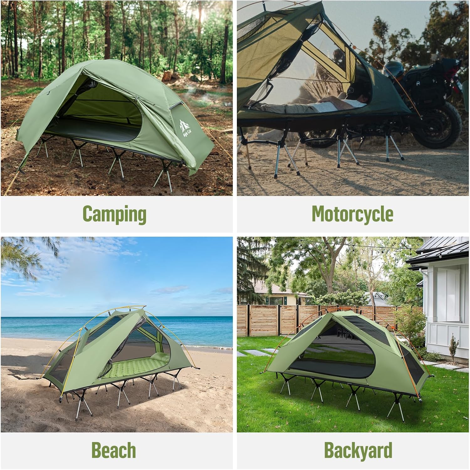 Night Cat Camping Cot Tent - Waterproof 1-Person Off-Ground Combo Cot Bed for Adults Portable Easy Set-up Tent