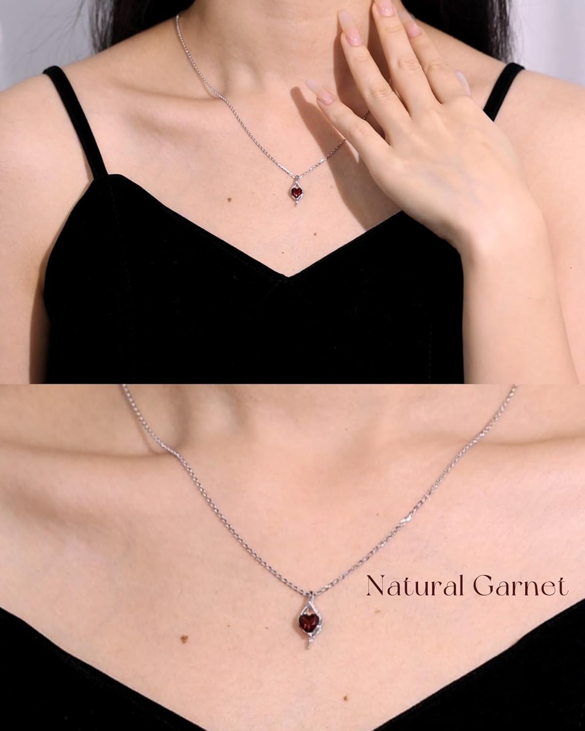Kalung Batu Kelahiran Emas Putih Padat 14K FANCIME Liontin Batu Permata Hati 6mm Asli atau Buatan dengan Berlian Lab Grow Rantai Perak Sterling Perhiasan Mewah Hadiah Ulang Tahun untuk Wanita 16 2\