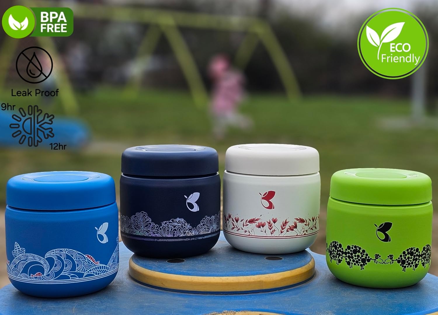 Blisa Stainless Steel Vacuum Insulated Food Jar Thermos for Hot Food 350ml (Verde Noir) · v2