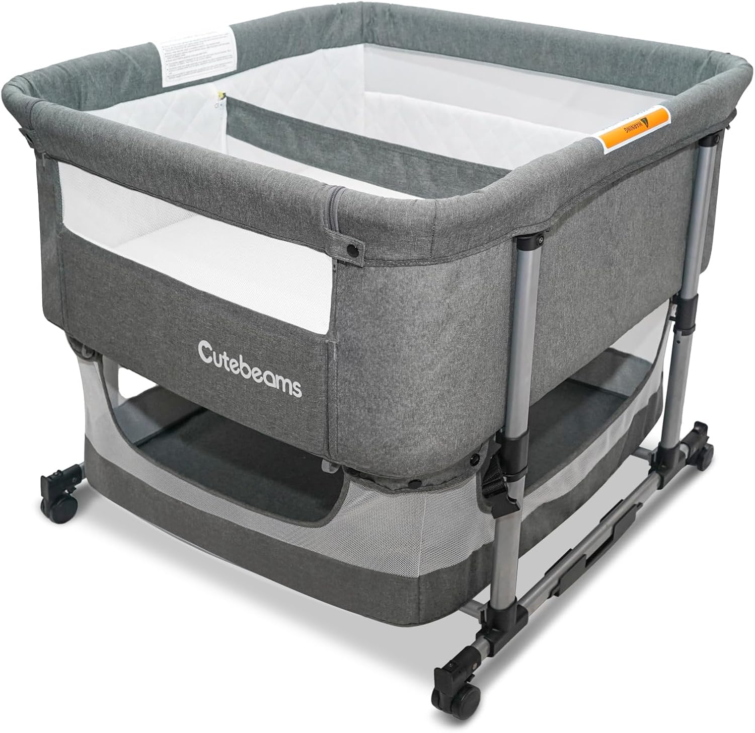 Podwójny bassinet dla 2 dzieci, łóżko typu 3 w 1 z łóżkiem podwójnym łóżeczkiem dla bliźniaków，bujana bassinet dla dziecka z kółkami i koszem do przechowywania, łatwe składane, regulowane przenośne łóżeczko dla noworodków