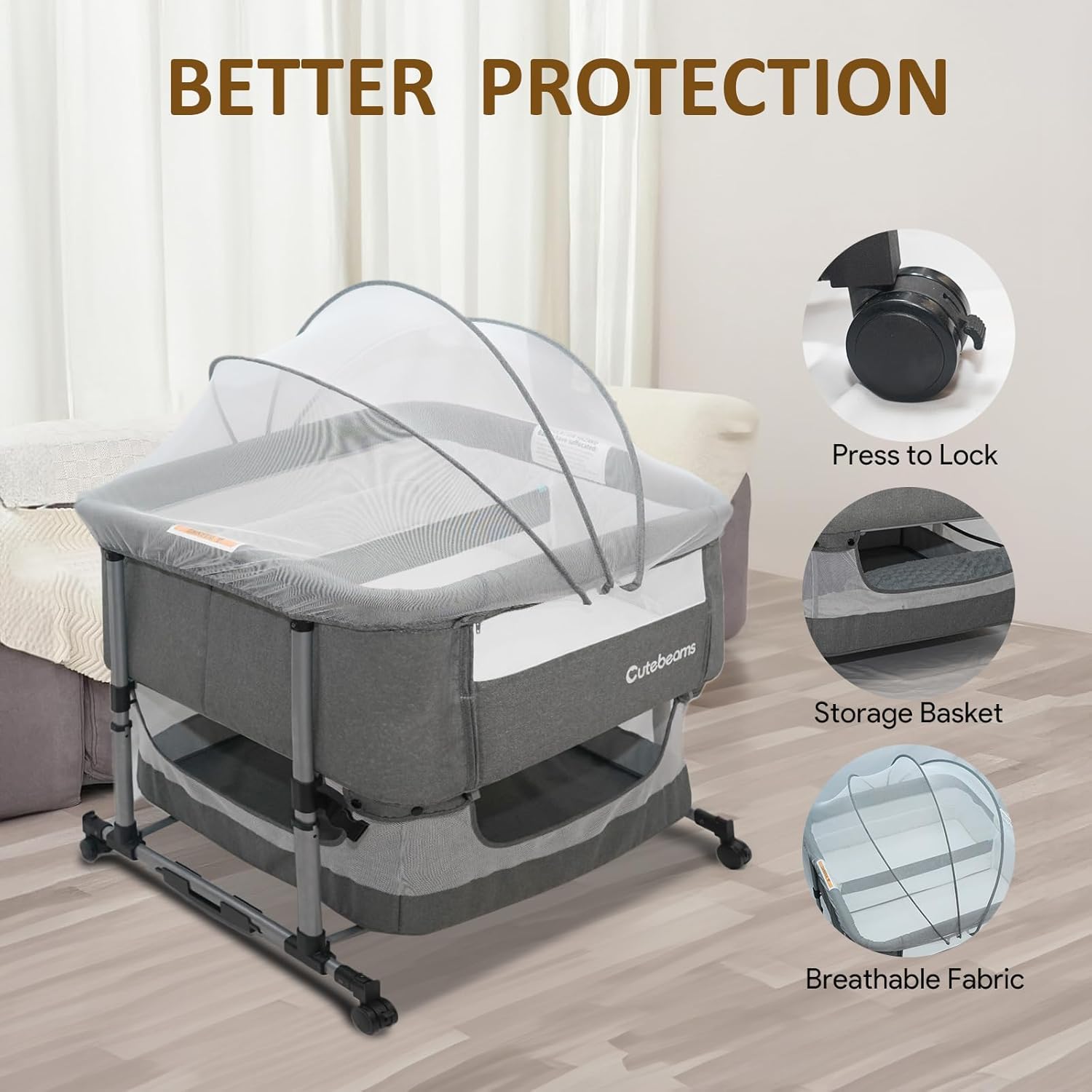 Podwójny bassinet dla 2 dzieci, łóżko typu 3 w 1 z łóżkiem podwójnym łóżeczkiem dla bliźniaków，bujana bassinet dla dziecka z kółkami i koszem do przechowywania, łatwe składane, regulowane przenośne łóżeczko dla noworodków