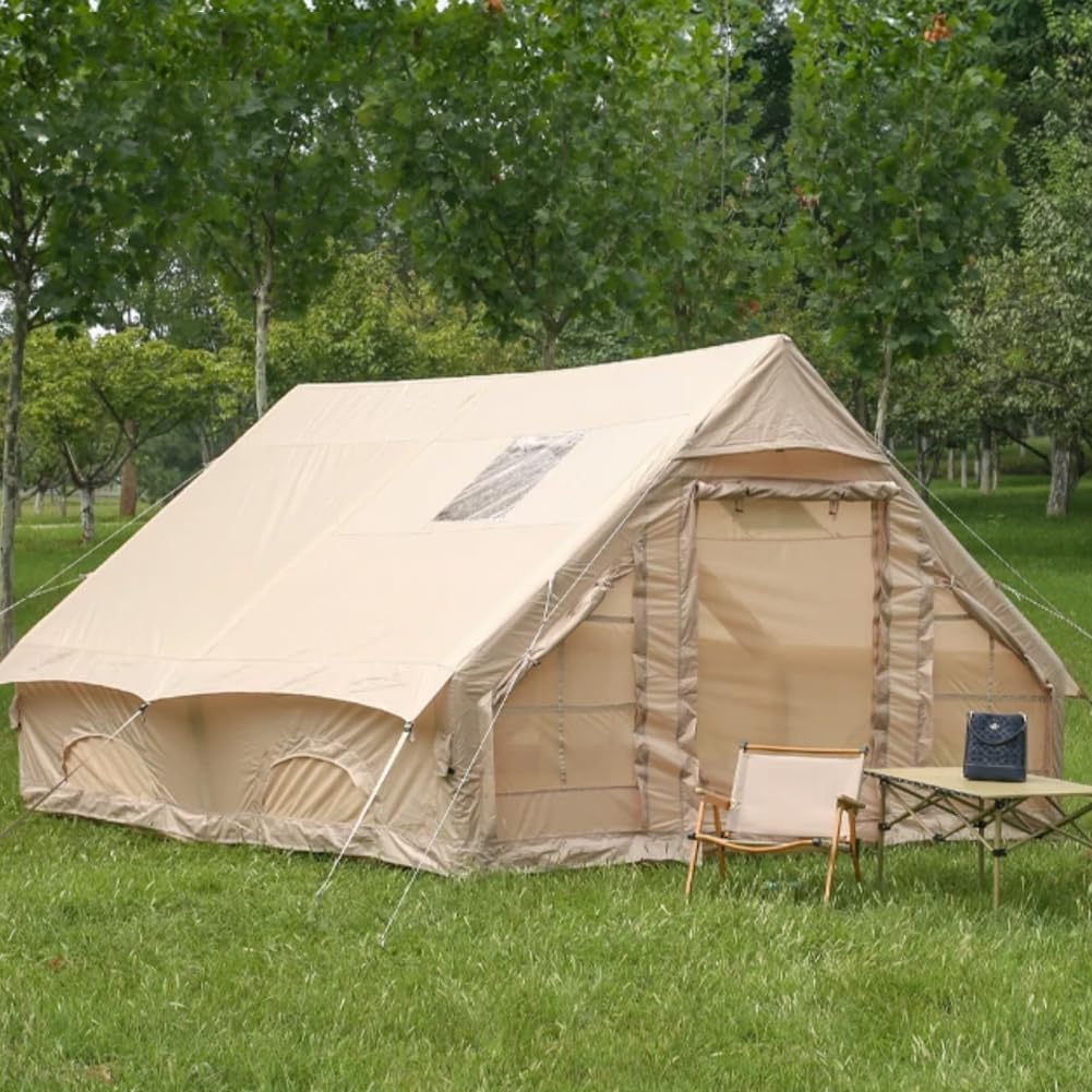 Inflatable Tents for Camping, Blow Up Air Camping Tent with Pump for Adults, Easy Setup 4 Seasons Water Proof Outdoor Oxford Cabin Tent House with Mesh Windows  Doors for Friend/Family Travel · v9