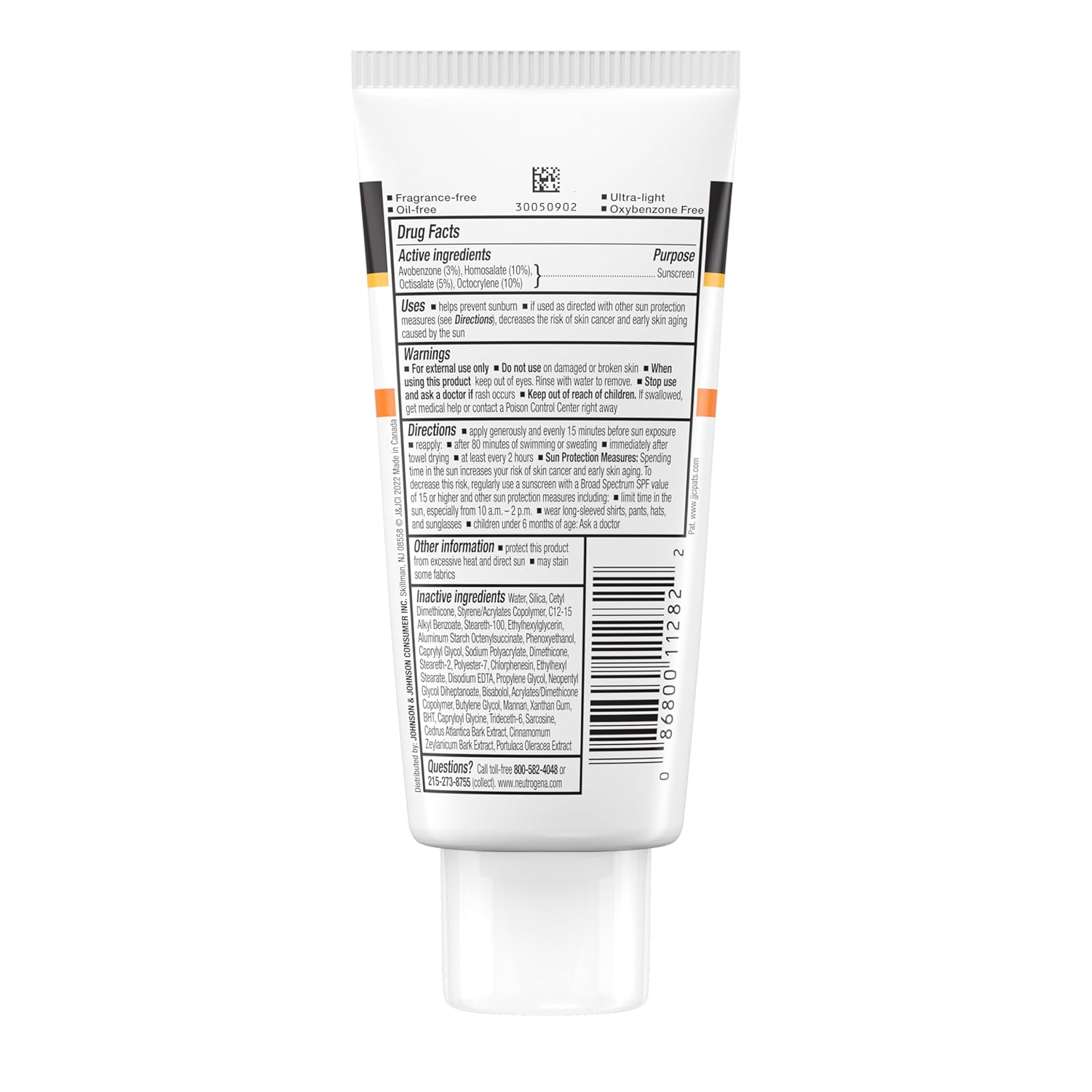 Neutrogena Clear Face Sonnenschutzlotion für zu Akne neigende Haut, Breitspektrum SPF 50 Gesichts-Sonnenschutz für fettige Haut, öl-, parfüm- und oxybenzonfreier, wasserfester Sonnenschutz, Doppelpack, 2 x 3 fl. oz