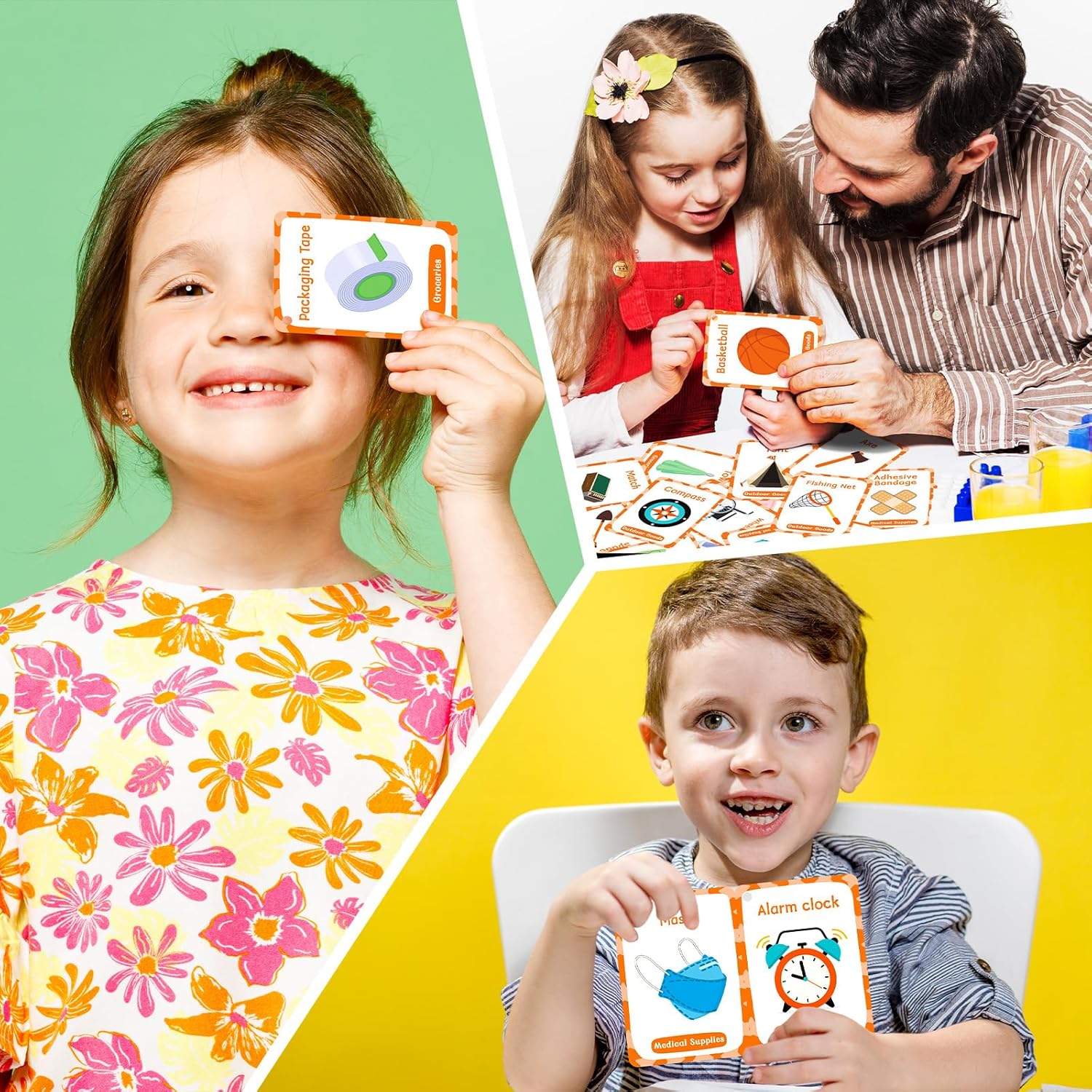 50 Everyday Objects Awareness Flashcards for Kids,Waterproof Daily Necessity Education Cards, Childrens Educational Card, Double-Sided Fun Educational Toy Cards for Toddles