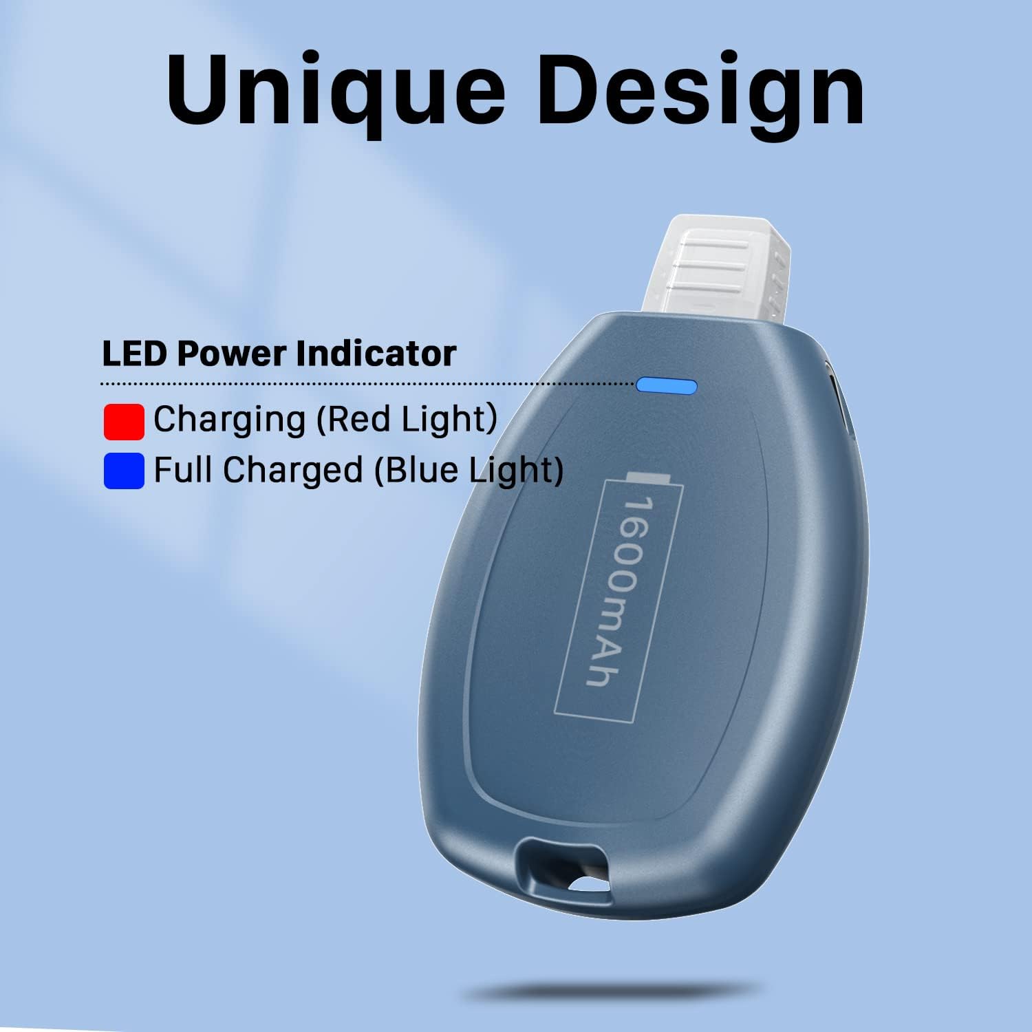 LCLEBM 2 Pack Keychain Portable Charger for iPhone, 1600mAh Ultra Small Portable Power Pod Mini Phone Power Bank, Ultra-Compact and Fast Charging Emergency Power Pod-Blue