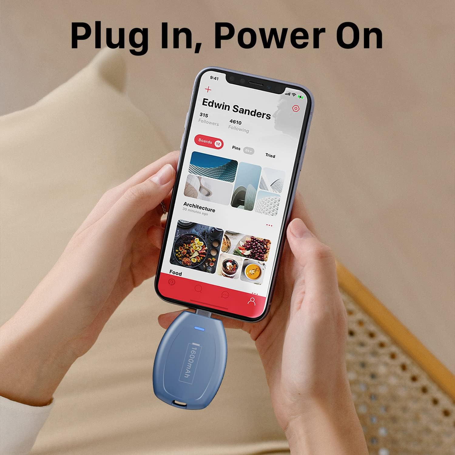 LCLEBM 2 Pack Keychain Portable Charger for iPhone, 1600mAh Ultra Small Portable Power Pod Mini Phone Power Bank, Ultra-Compact and Fast Charging Emergency Power Pod-Blue