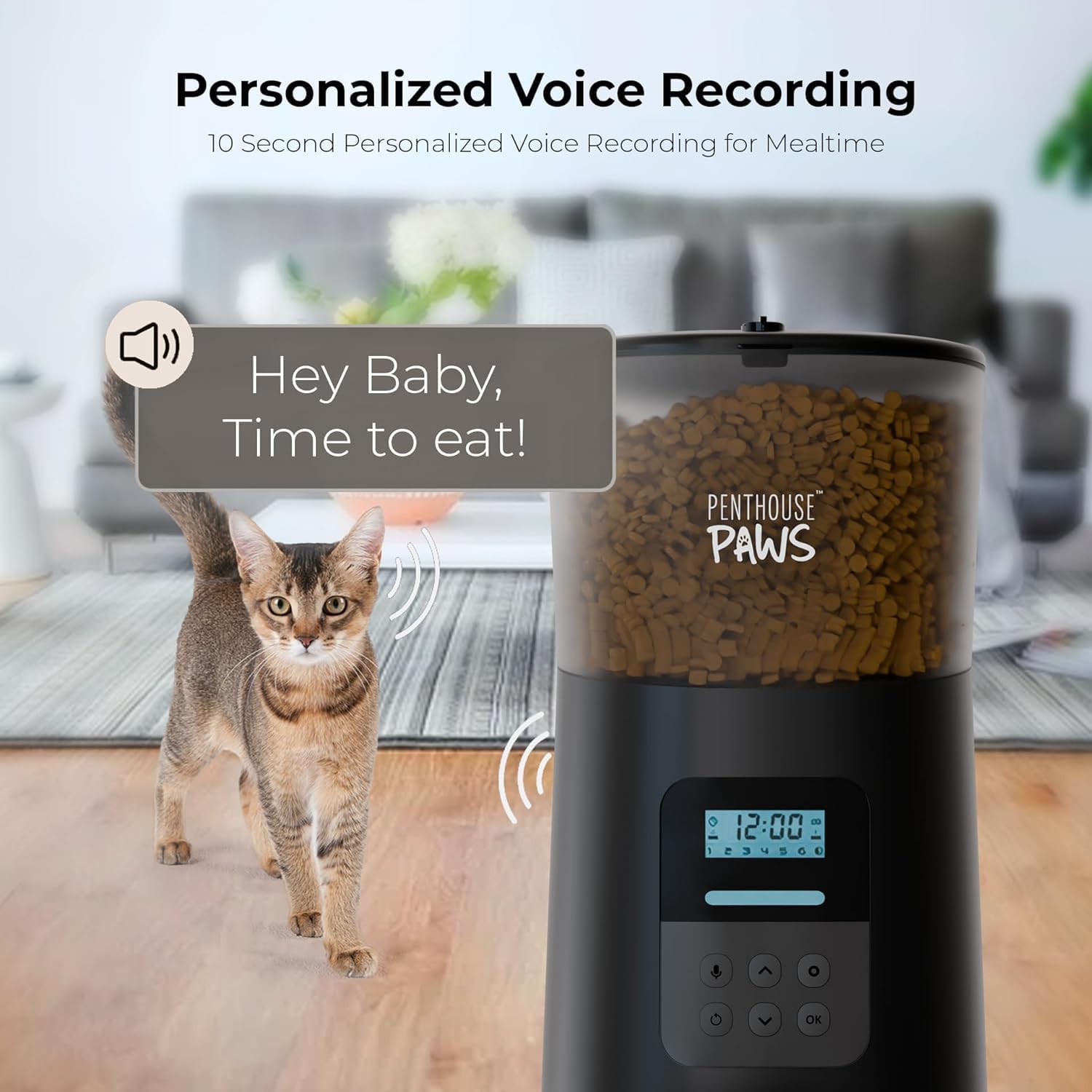 Automatische voerbak voor katten, 6 liter met LCD-scherm, portieregeling voor 6 maaltijden, eenvoudig te reinigen voerbak met bediening via app, dispenser voor kattenvoer met timer, automatische kattenvoerautomaat voor droogvoer