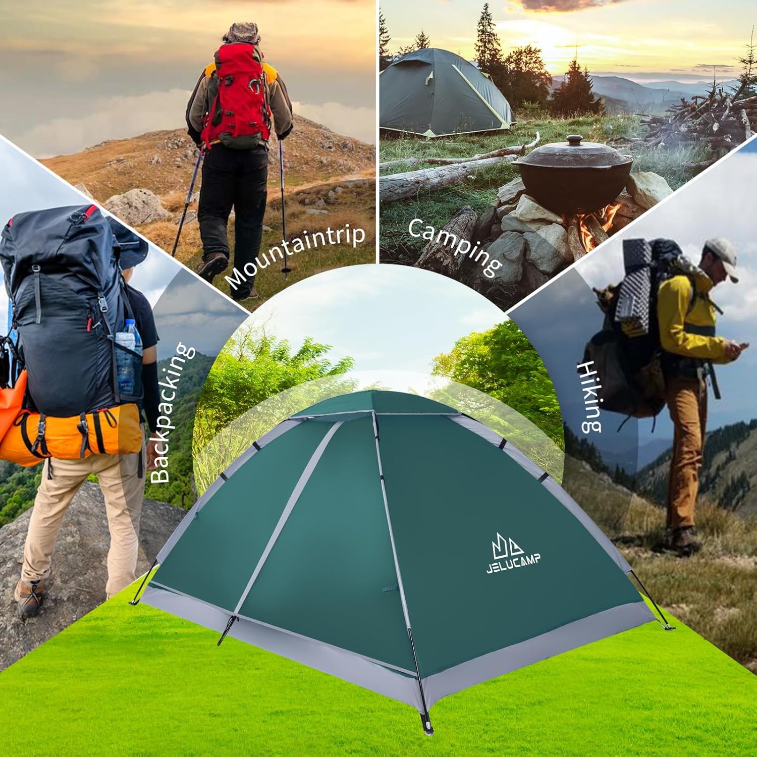 1/2/4/5/6 Person Dome Tents for Camping, Lightweight Portable Backpacking Tent, Small Easy Set Up Outdoor Waterproof Camping Hiking Tent for Adults · v5