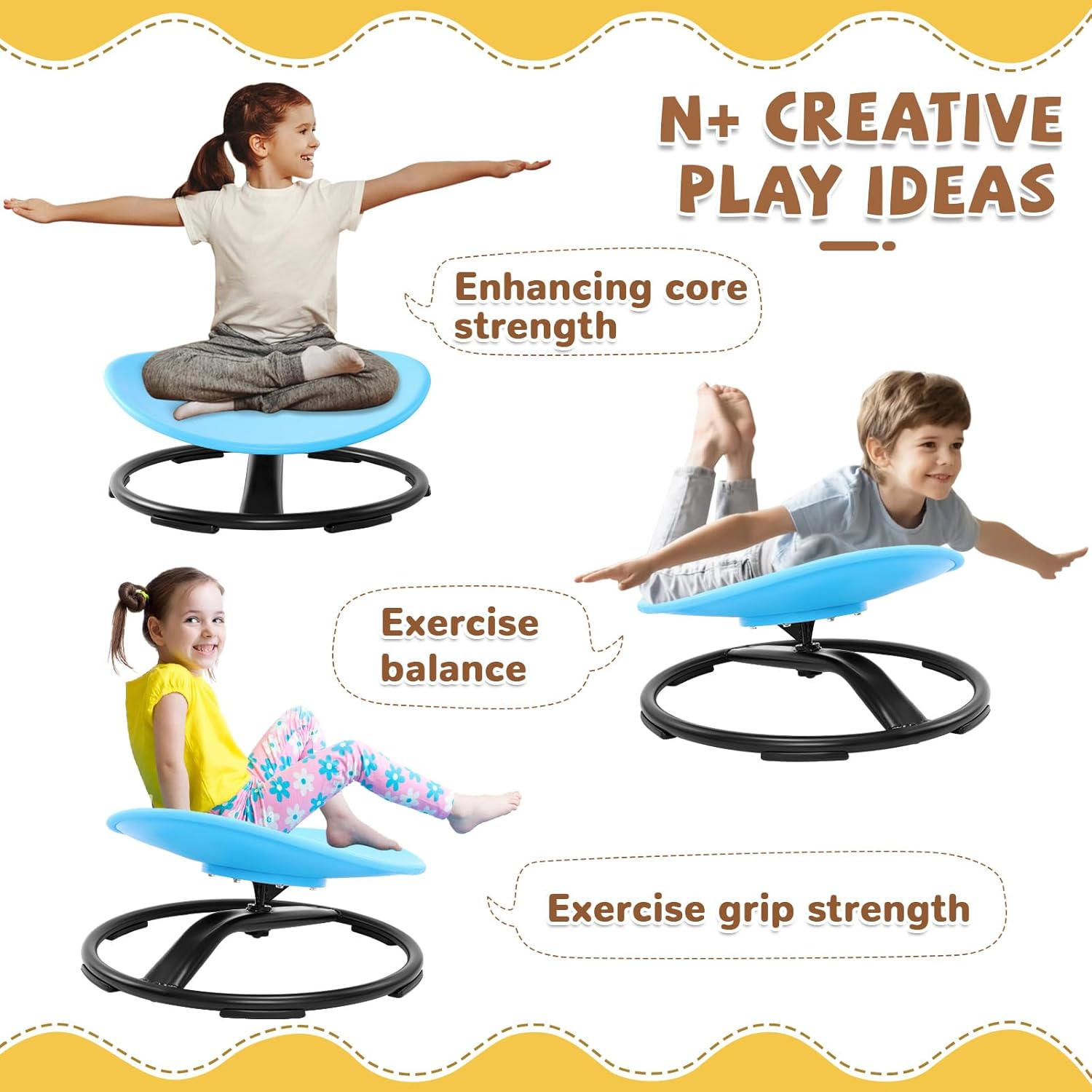 Sedia da spinning Zhenx per bambini, sedia girevole per bambini con autismo, sedia sensoriale per bambini, sedia rotante per bambini autistici, bambini con ADHD, allenamento con sedute e rotazione, coordinazione corporea (blu)