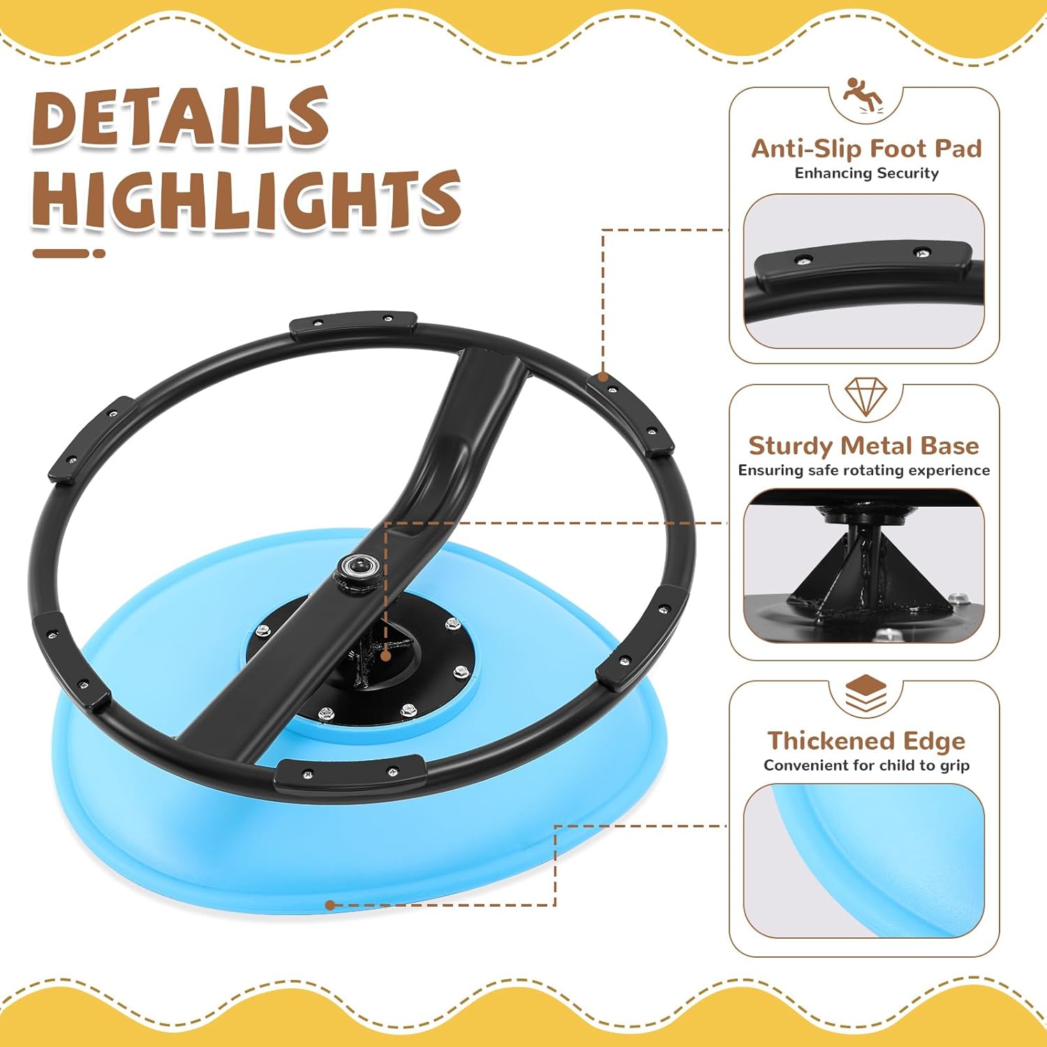 Sedia da spinning Zhenx per bambini, sedia girevole per bambini con autismo, sedia sensoriale per bambini, sedia rotante per bambini autistici, bambini con ADHD, allenamento con sedute e rotazione, coordinazione corporea (blu)