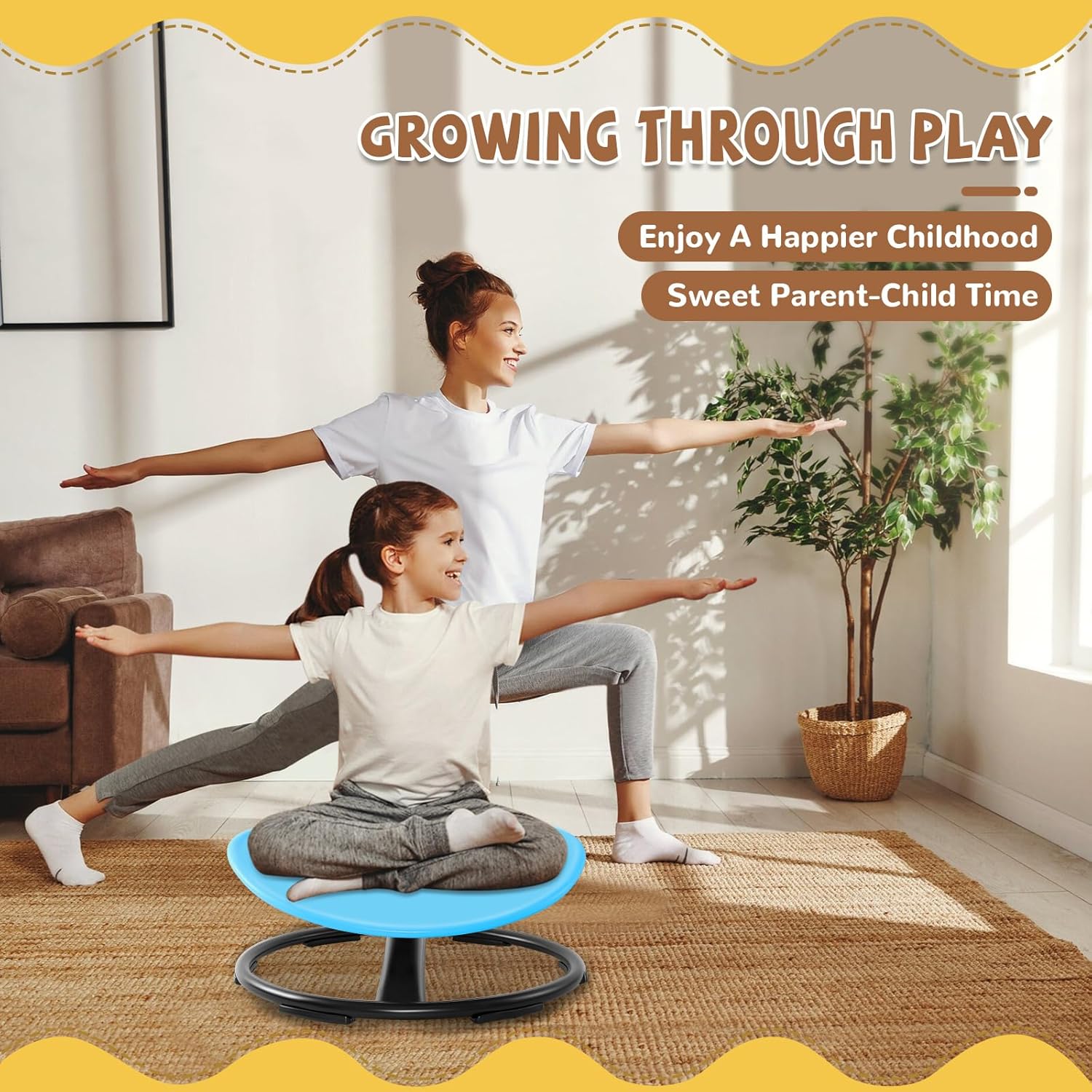 Sedia da spinning Zhenx per bambini, sedia girevole per bambini con autismo, sedia sensoriale per bambini, sedia rotante per bambini autistici, bambini con ADHD, allenamento con sedute e rotazione, coordinazione corporea (blu)