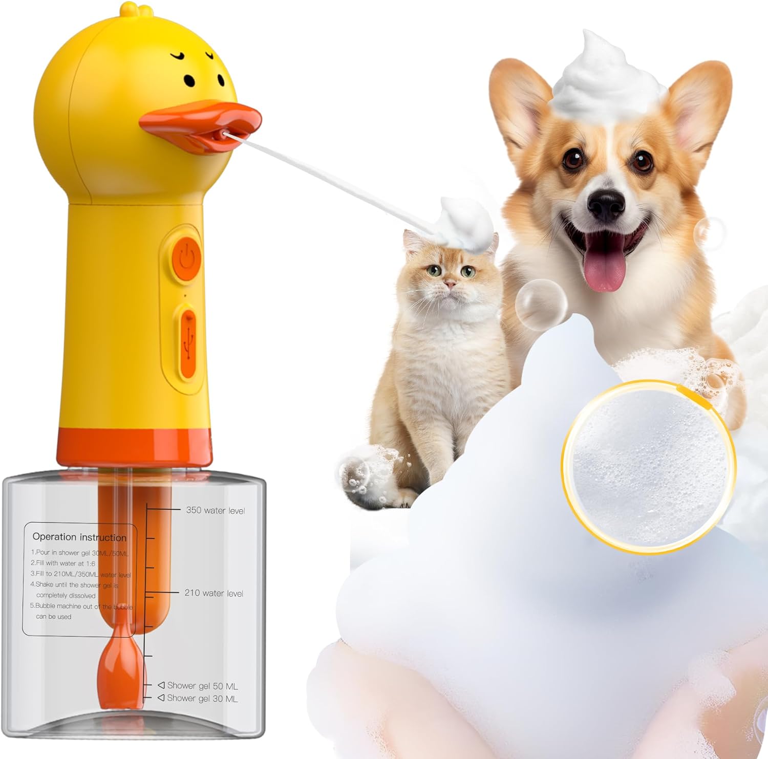 Electric Dog Cleaning Foam Machine, Automatic Dog Soap Dispenser for Bath, Rechargeable Pet Shampoo Mixing Bottle for Cleaning, IPX7 Waterproof Dog Bath Supplies for Dog Cat Puppy Children · v12