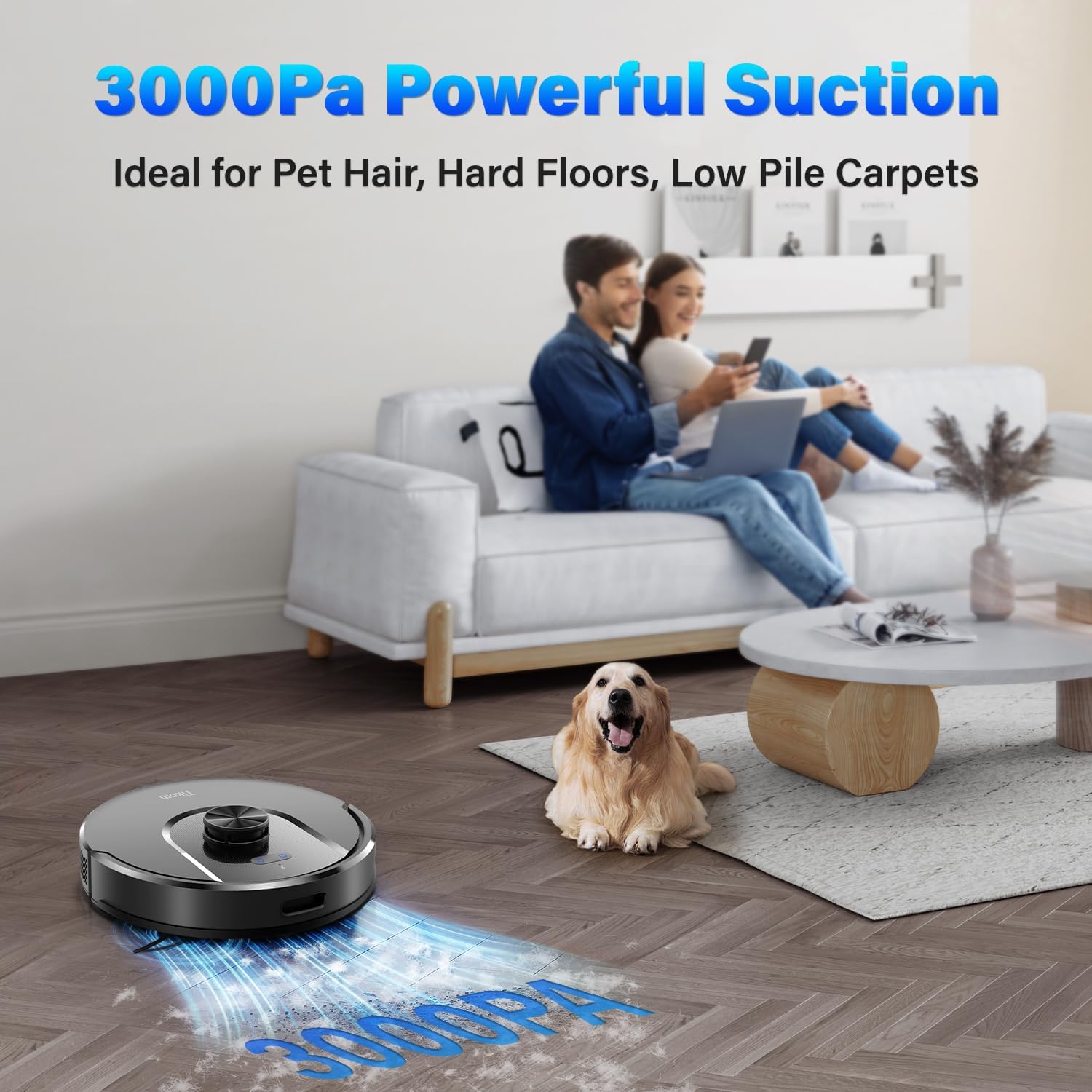 Tikom Robot Vacuum and Mop, L8000 Laser LiDAR Navigation Robotic Vacuum, 3000Pa Suction, 150Mins Max, 45dB, 14 No-Go Zones, 20 Virtual Walls, Self-Charging, Good for Pet Hair, Carpet, Hard Floor · v2