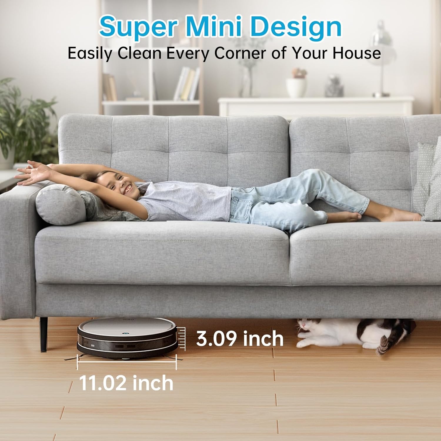 OKP Robot Vacuum Cleaner, Tangle-Free, Super Thin, Low Noise, Powerful Suction, Cleaning Schedules, Self-Charging, Robotic Vacuums with Wi-Fi/App/Alexa Control, Ideal for Pet Hair Carpets Hard Floors · v11