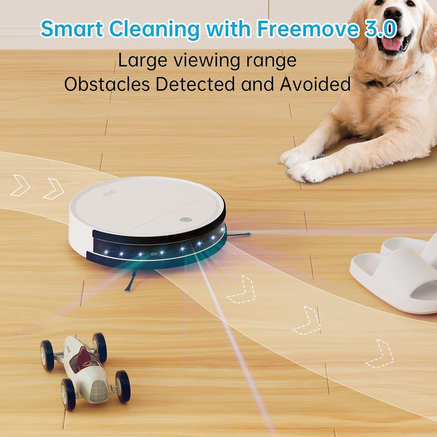 OKP Robot Vacuum Cleaner, Tangle-Free, Super Thin, Low Noise, Powerful Suction, Cleaning Schedules, Self-Charging, Robotic Vacuums with Wi-Fi/App/Alexa Control, Ideal for Pet Hair Carpets Hard Floors · v11