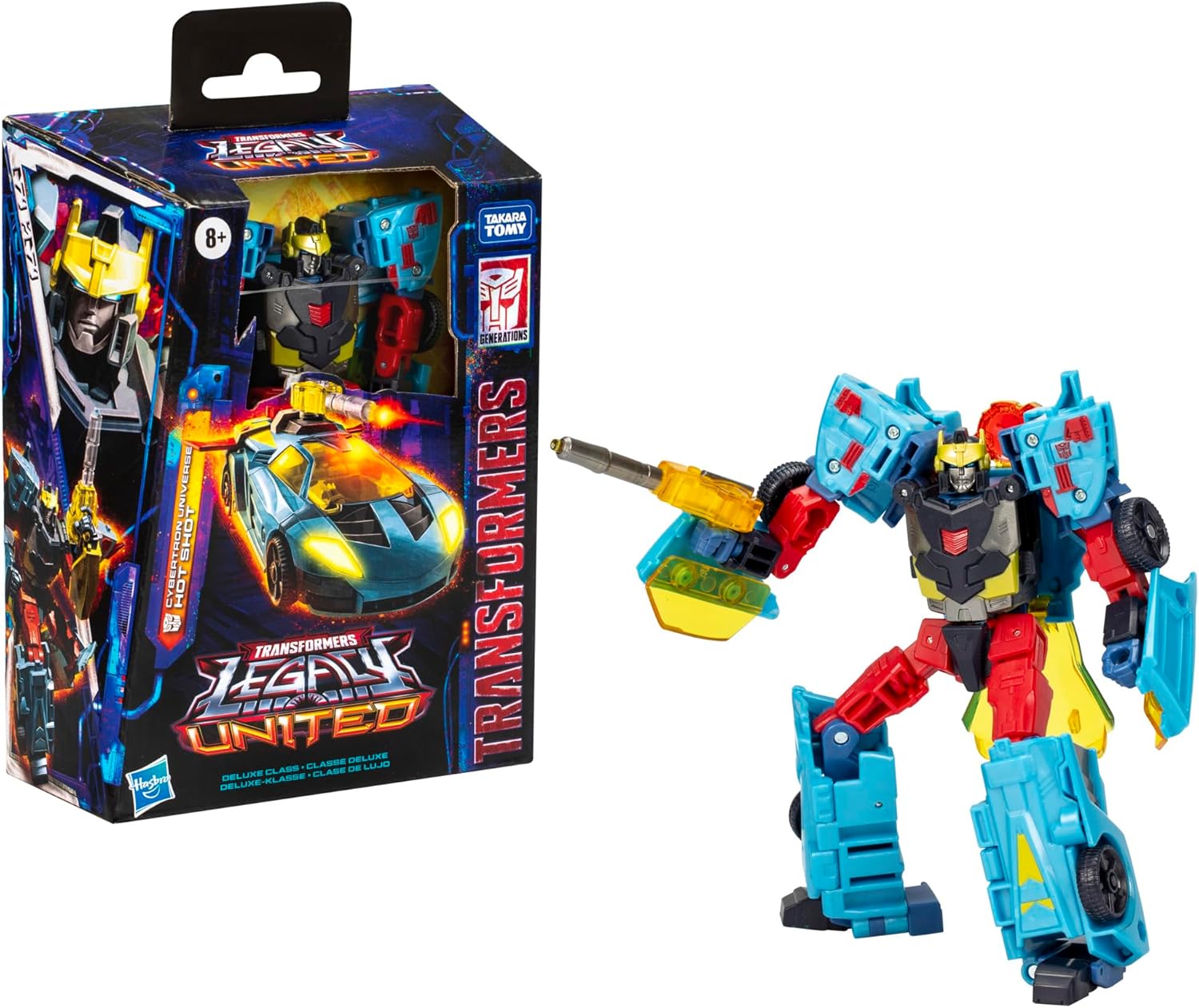 Transformers Legacy United Deluxe Class Cybertron Universe Hot Shot, action figure convertibile da 5,5 pollici, 8