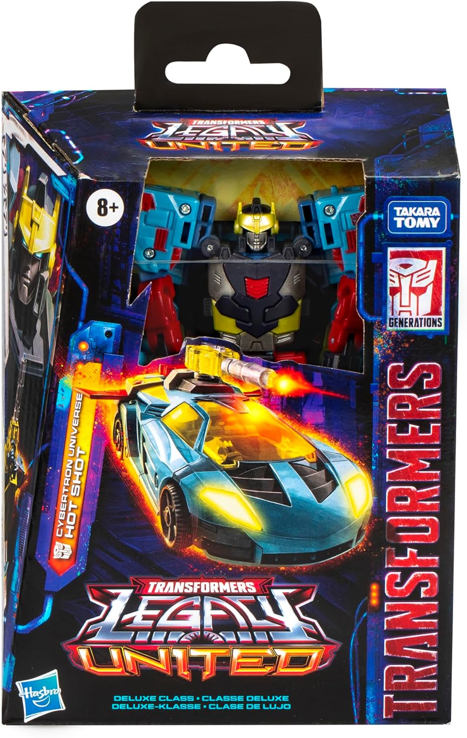 Transformers Legacy United Deluxe Class Cybertron Universe Hot Shot, action figure convertibile da 5,5 pollici, 8