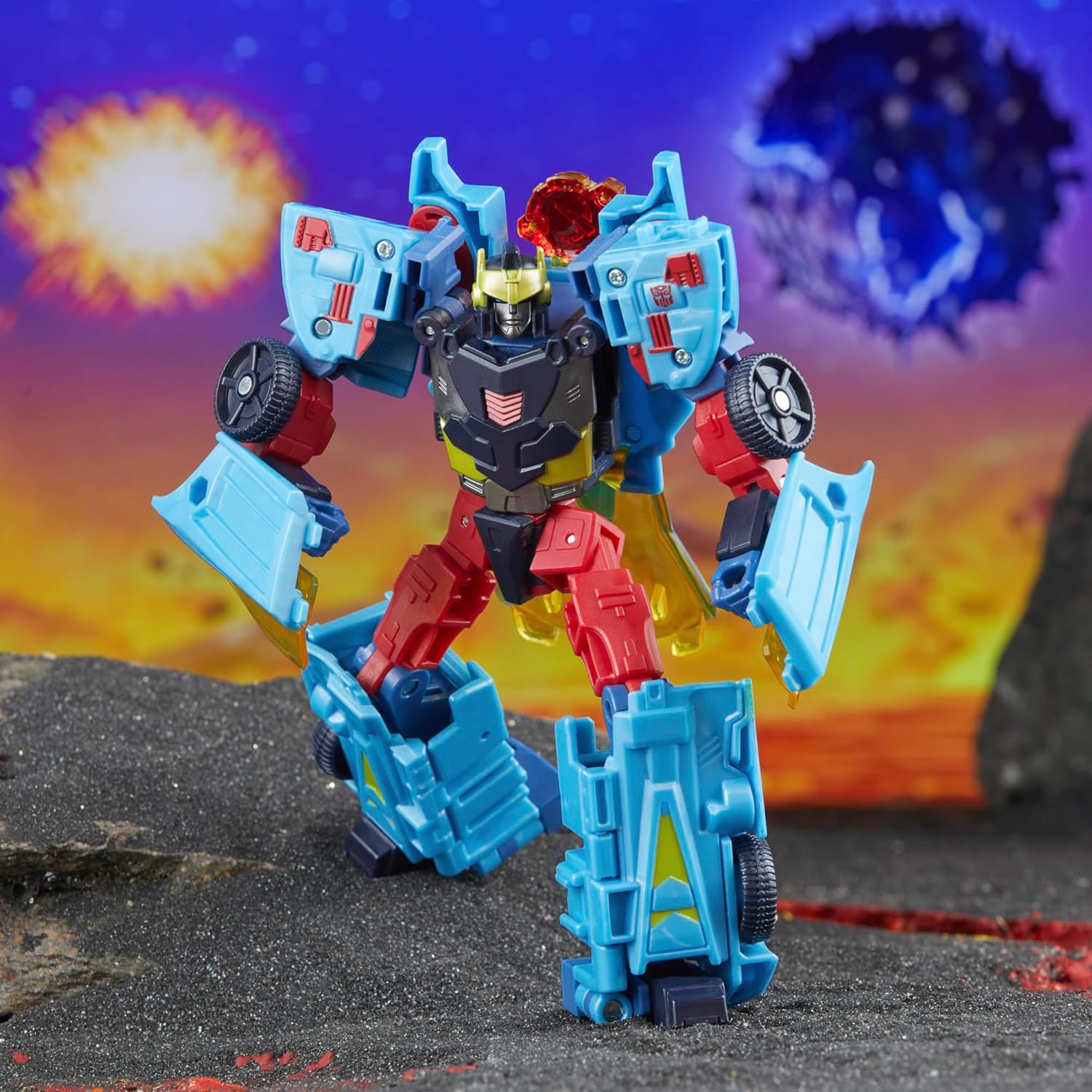 Transformers Legacy United Deluxe Class Cybertron Universe Hot Shot, action figure convertibile da 5,5 pollici, 8