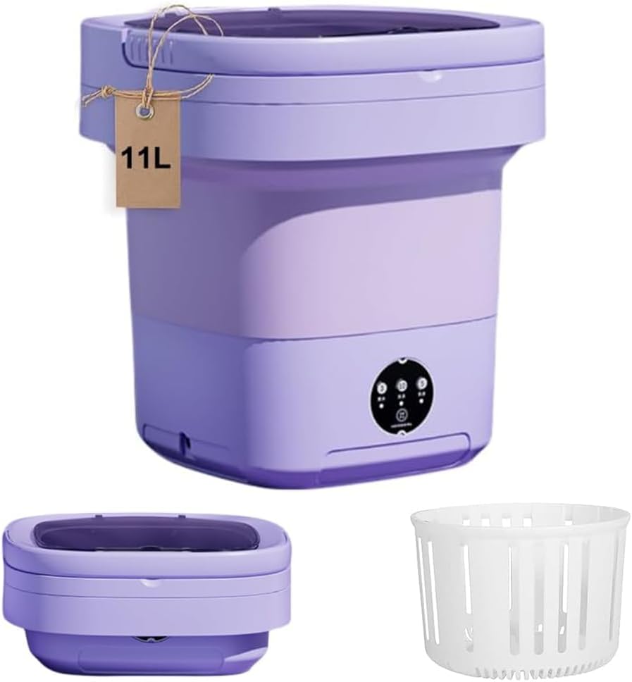 Nidouillet 11L portable washing machine, mini washing machine for underwear and baby clothes,Comes with a drain basket and drainpipe for apartments, dormitories, hotels, and outdoor camping