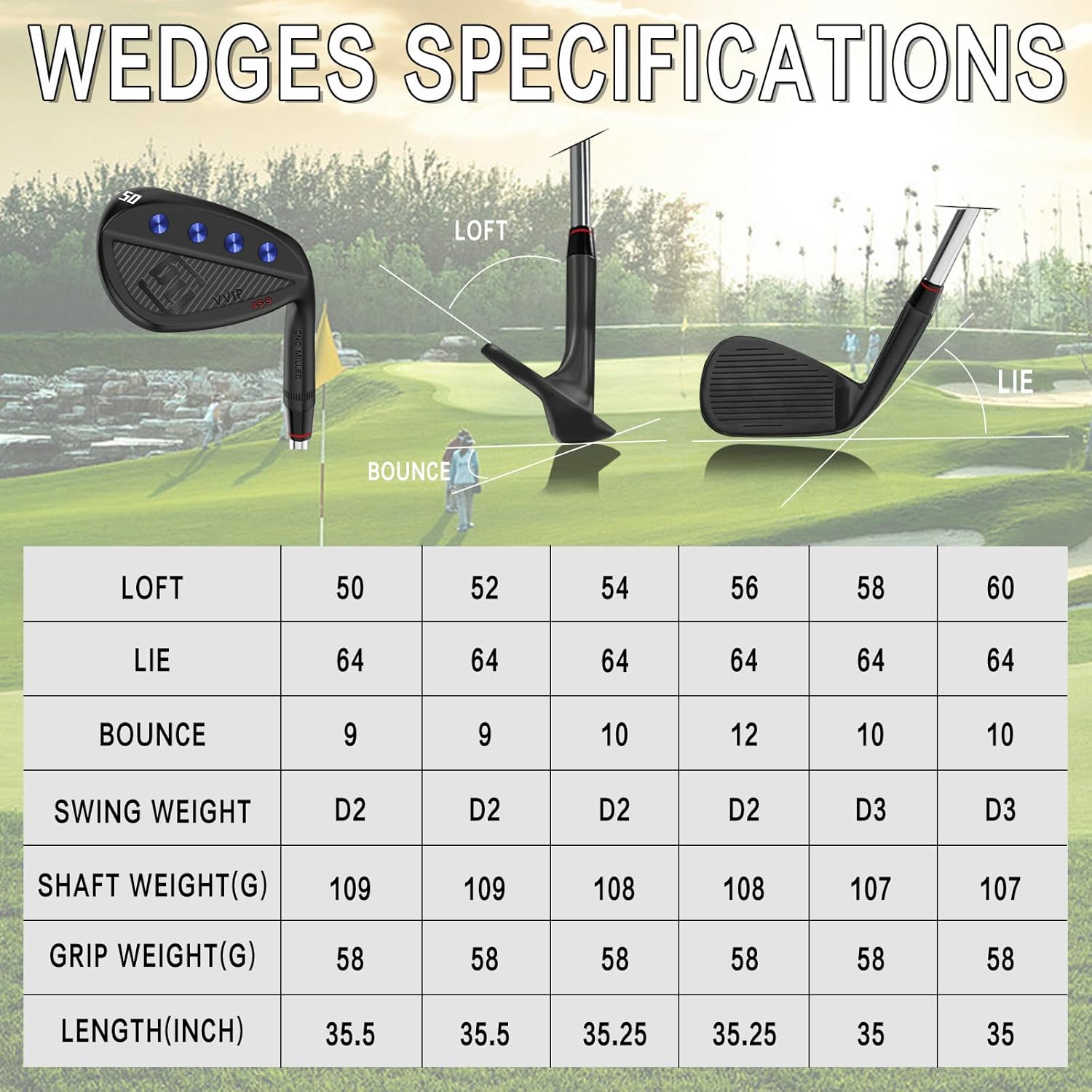 Yamato golfwigset voor het hele gezicht of individuele golfwiggen 50/52/54/56/58/60 gesmede golfclubs met golfgap en sleehak en lobwig, gefreesd
